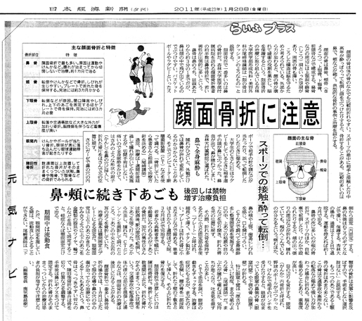 顔面骨折　日本経済新聞記事